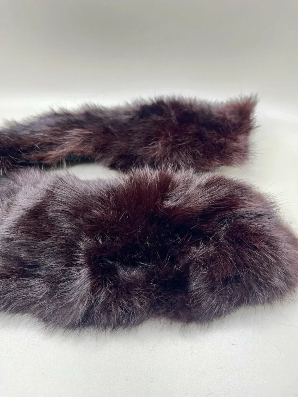 Vintage Dark Brown/Black Faux Fur Collar Neck Wrap 26”  Retro Mid Century MCM